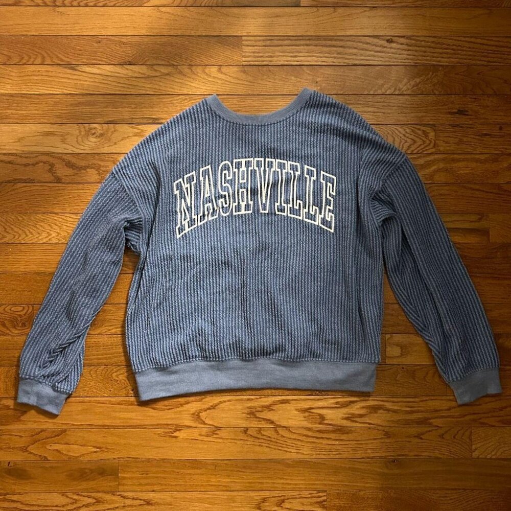 Thread & Supply Blue Nashville Thermal Sweatshirt Size Small